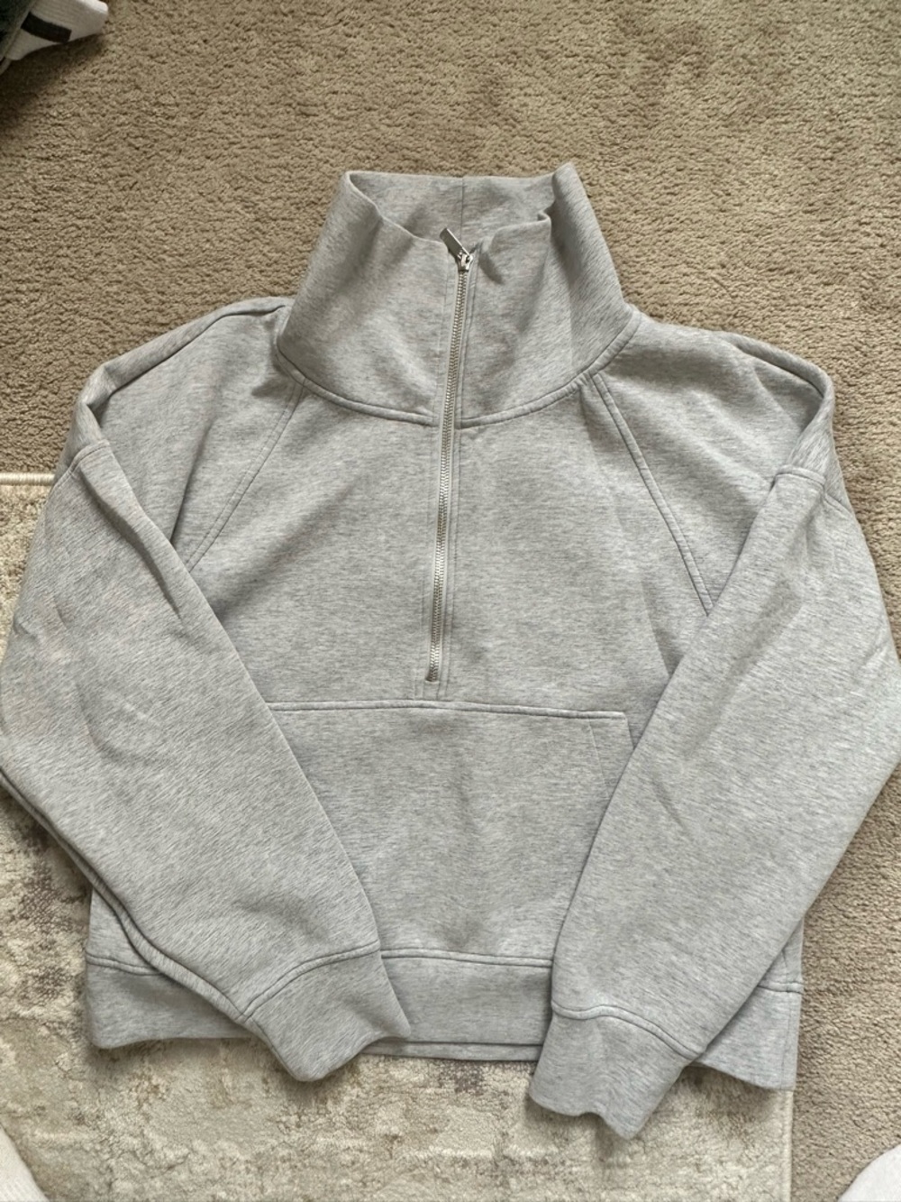 CALIA by Carrie Underwood Light Gray Half-Zip Funnel Neck Sweatshirt